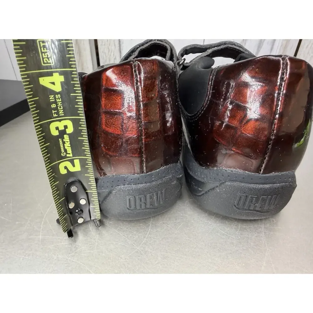 Drew Burgundy Crocodile Pattern Mary Jane's Women's Shoe Size 10.5 Patent